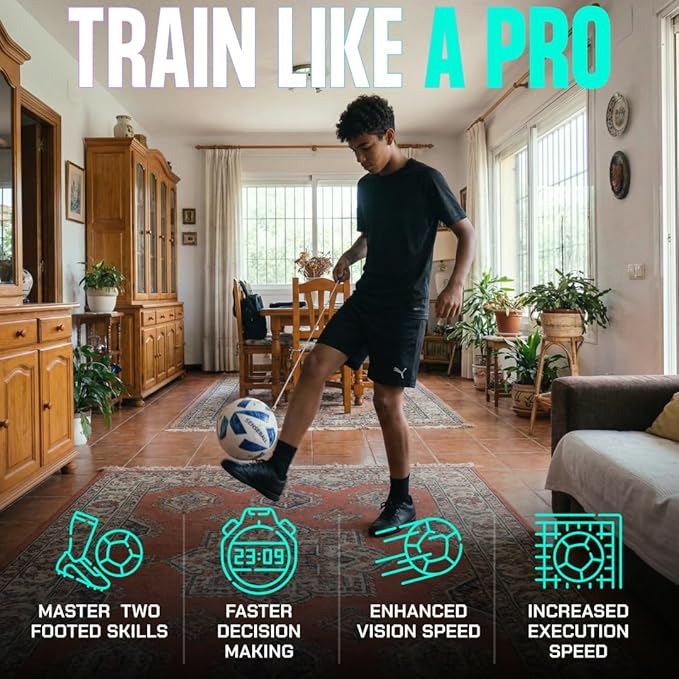 Soccer Trainer Ball with Free App | Training Equipment for Young Players | Soccer Gifts | Improve Ball Control, Footwork & Coordination with Professional Coach Program & 50+ Exercise Videos