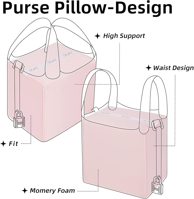 DGAZ Purse Pillow Shaper Insert For picotin Bags,Luxury Handbag Tote Shapers, Memory Foam(Pink,PC26)