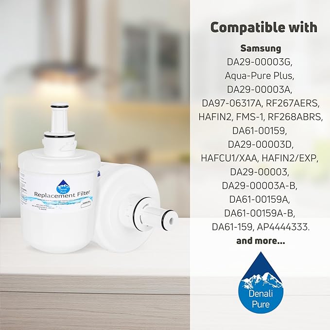 2-Pack Replacement for Samsung RF265AASH Refrigerator Water Filter - Compatible with Samsung DA29-00003G, Samsung DA29-00003B, Samsung DA29-00003A Fridge Water Filter Cartridge