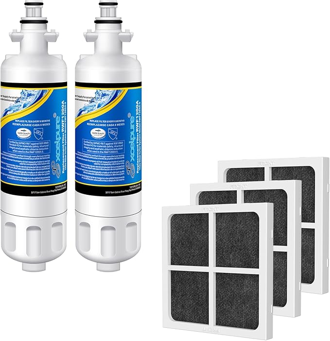 EXCELPURE ADQ36006101 Replacement for LG LT700P, Kenmore 9690, 46-9690, RWF1200A, LFXC24726S, SP-LE700, RFC1200A, Refrigerator Water Filter & LT120F Air Filter, 2+3PACK
