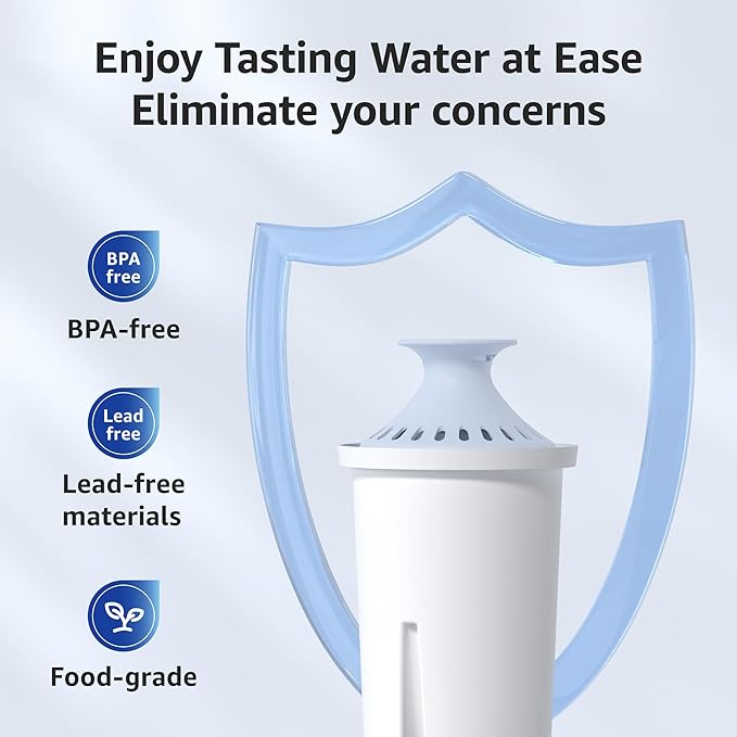 Overbest 7006-AL Alkaline Water Filter, Replacement for Brita® Filter, Brita® Pitchers and Dispensers, Classic 35557, OB03, Mavea® 107007, and Amazon Basics® 10-Cup Pitcher, 6 Pack