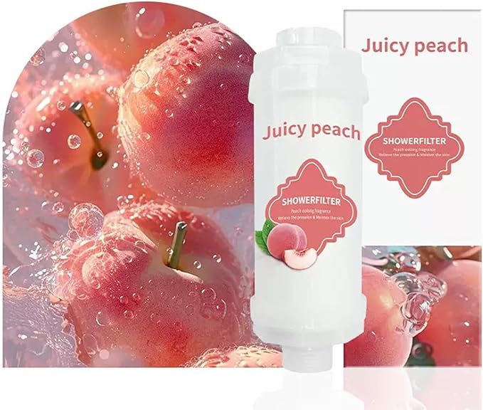 Shower Filter Vitamin C for Hard Water Filter Shower Aromatherapy Bathroom Accessories Remove Chlorine Fluoride Heavy Metals Improves Skin Condition Protects Hair Peach Scent