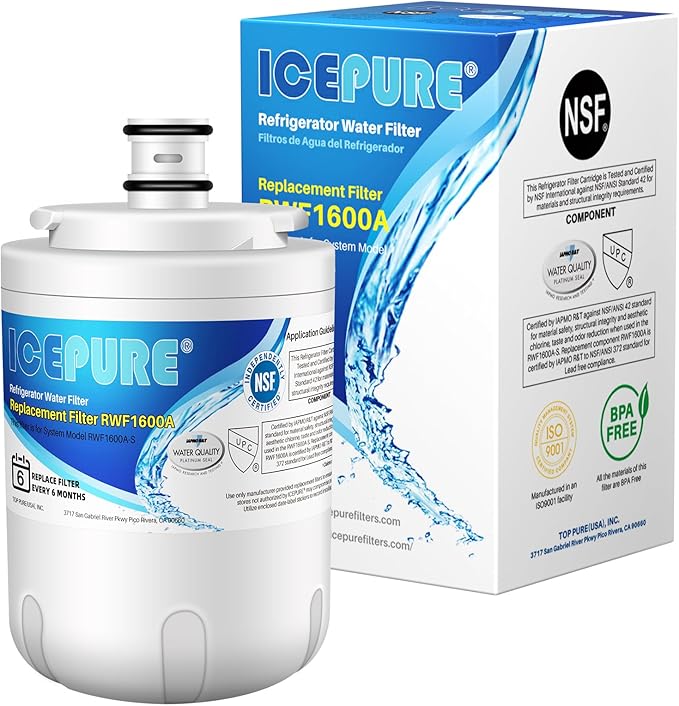 ICEPURE UKF7003 Replacement for Maytag UKF7003AXX, UKF7002AXX, WF-UKF7003, 7003, UKF7002, WD-UKF7003, UKF5001, RFC1600A, Whirlpool EDR7D1, WF288, EveryDrop Filter 7 Refrigerator Water Filter, 1 PACK