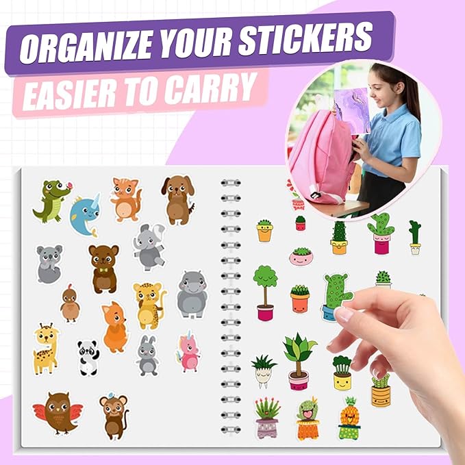 BetterJonny 2 Pcs Reusable Sticker Book Collecting Album Blank Sticker Storage Organizer Book A5 Size with 64 Sheets Release Paper for Collecting Stickers, Labels