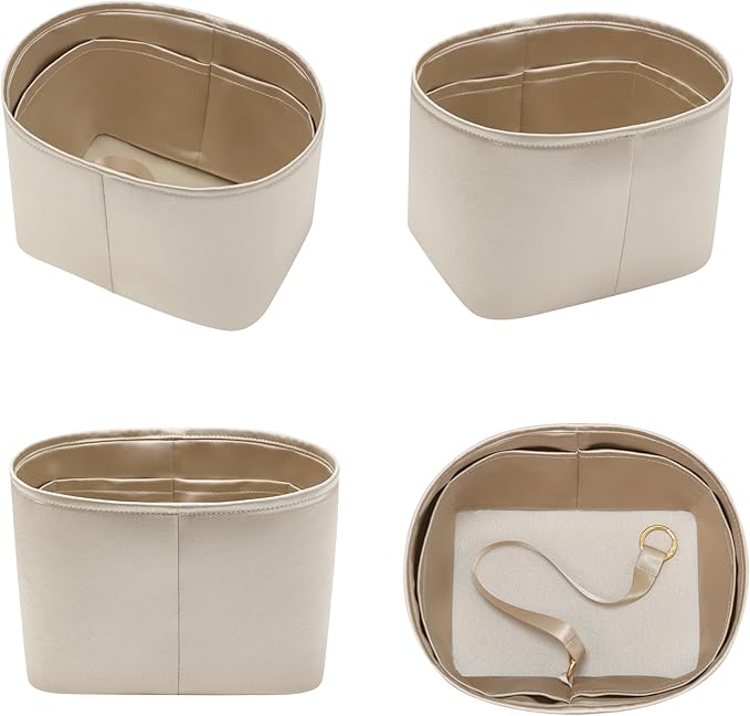 Silky Bag Insert Fit for Hermes Picotin 18/22, Silky Purse Organizer, Lightweight and Silk Touch (Fits PC18, Etoupe Grey/Champagne)