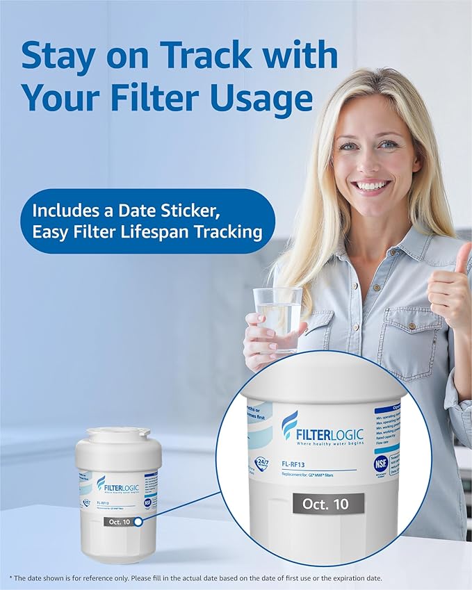 Filterlogic FL-RF13 Replacement for GE® MWF®, SmartWater® MWFP, MWFINT, MWFA, GWF, HDX FMG-1, GSE25GSHECSS, WFC1201, RWF1060 Refrigerator Water filter