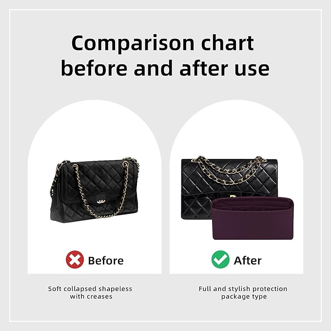 DGAZ Purse Organizer Insert，Silk Bag Organizer，Luxury Handbag & Tote Shaper Fits Chanel CF Bags