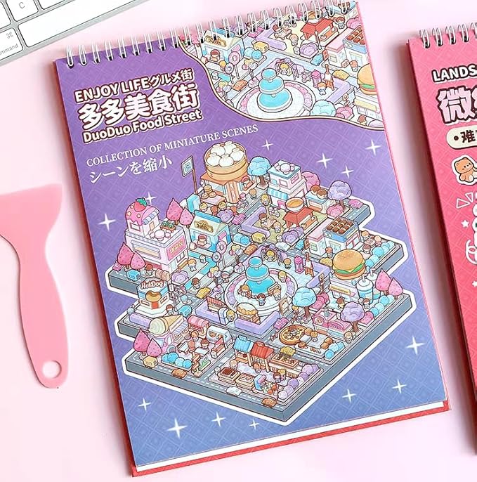 6 Sets Sticker Therapy DIY 3D Mini Scene Book: 1000+ Premium Removable Stickers for Anxiety Relief, Creative Scrapbooking Reusable Stress Relief Activities for Adults and Teens