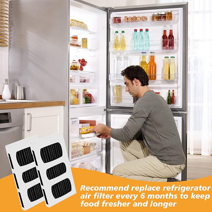 Refrigerator Air Filter, 2 Pack Pure Air Ultra II Refrigerator Air Filter Activated Carbon Filter with Carbon Technology Replacement for Frigidaire PAULTRA2, Pure Air Ultra 2 to Absorb Food Odors