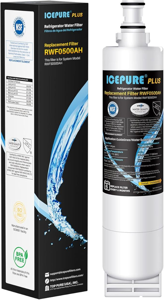 ICEPURE PLUS 4396508 NSF53&42 Premium Replacement for Whirlpool 4396510, Everydrop EDR5RXD1, Filter 5, NL240V, WFL400, 46-9902, 9010, RWF0500A Refrigerator Water Filter, 1PACK