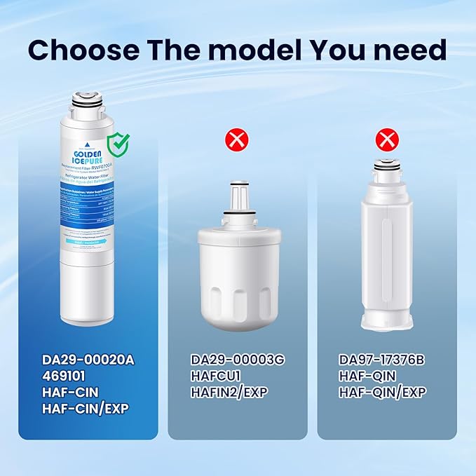 GOLDEN ICEPURE RWF0700A Refrigerator Water Filter Replacement for Samsung DA29-00020B, HAF-CIN/EXP, RF263BEAESR, RF28HMEDBSR, RF28HFEDTSR, RF28HFEDBSR,2PACK