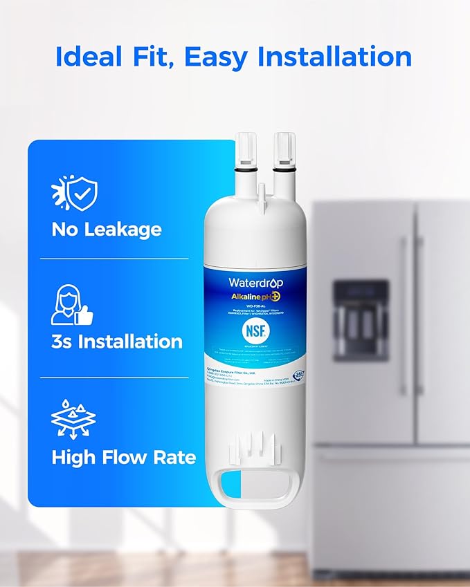 Waterdrop Alkaline W10295370A Replacement for Everydrop® Filter 1, EDR1RXD1, EDR1RXD1B, P8RFWB2L, P4RFWB, Kenmore® 46-9081, 46-9930, WD-F38, Enhances pH Refrigerator Water Filter