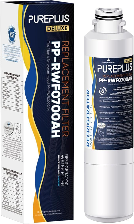 PUREPLUS DA29-00020B NSF/ANSI 401, 53& NSF P473 Certified Replacement for Samsung RF28HMEDBSR, RF263BEAESR, HDX FMS-2, HAF-CIN/EXP, RF4287HARS, RF28HFEDBSR, Refrigerator Water Filter, 1Pack