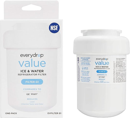 everydrop® Value by Whirlpool, Replacement for GE MWF Refrigerator Water Filter, EVFILTERG1, Single-Pack