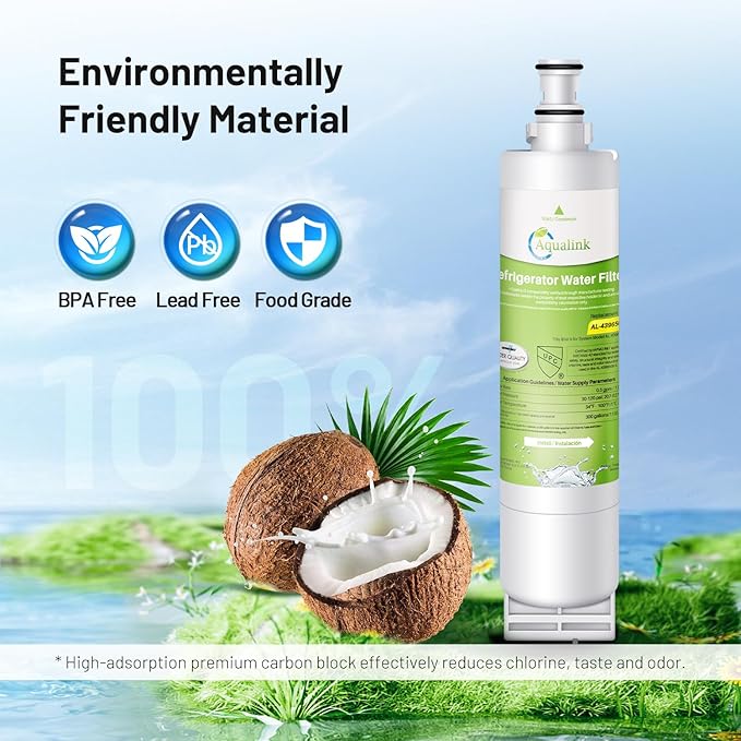Aqualink 4396508 Refrigerator Water Filter Replacement for Whirlpool Water Filter 4396508, 4396510, EDR5RXD1, EveryDrop Filter 5, NLC240V, PUR W10186668, Kenmore 46-9010 (3 Pack)