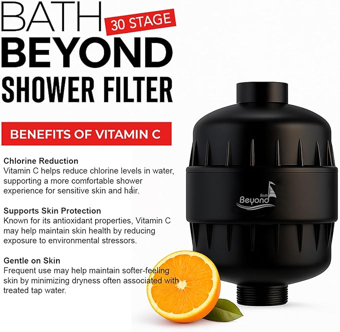 30 Stage Shower Filter Shower Head Filter High Output Softener Reduces Dry Skin Chlorine Odors Black for Hard Water Shower Head Filter Black