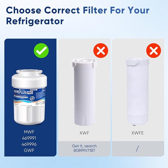 PUREPLUS PRO Refrigerator Water Filter Replacement for HDX FMG-1, PL-100, WFC1201, PC75009, RWF1060, RWF0600A, 469991 Refrigerator Cartridge, NSF/ANSI 53&42 Certified, 3Pack