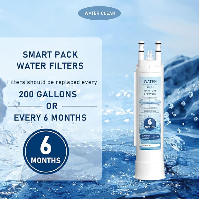 FPPWFU01 Water Filter Replacement Compatible With Frigidaire FPPWFU01 PurePour PWF-1, Electrolux EPPWFU01 PureAdvantage PWF-1 Water Filter, 3 Pack