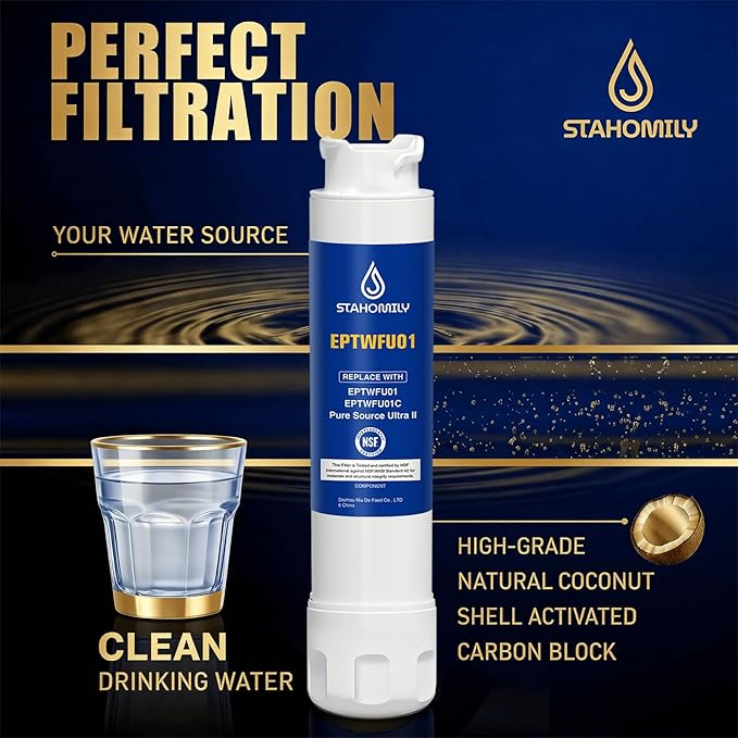 EPTWFU01 Water Filter Replacement, Compatible with Frigidaire EPTWFU01, Pure Source Ultra II, FFHB2750TS, FFHB2750TS2, FGHB2868TF4, FFHB2750TS3, FGHB2868TF1, FPSS2677RF1, 3 Pack