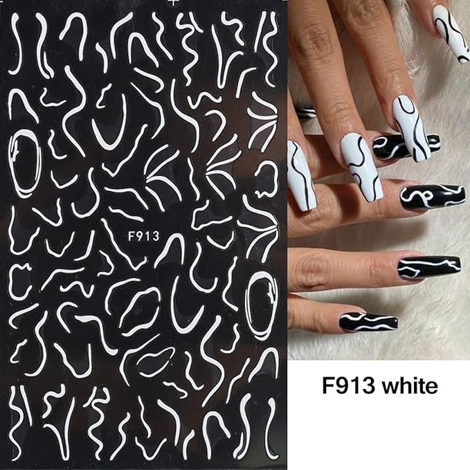 White Totem Nail Art Adhesive Sticker 3D Self-Adhesive Nail Decals Art Design Holographic Stars Moon Snake Nail Art Sticker Decoration for Women Manicure Tips Acrylic Nails DIY Nails Art Supplies