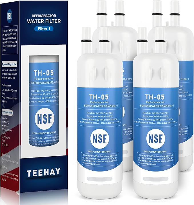 TEEHAY EDR1RXD1 Water Filter 1 Replacement, Compatible with Whirlpool WRS315SDHZ, WRS571CIHZ, WRS555SIHZ, WRS325SDHZ, WRF560SEHZ, WRS588FIHZ, WRS571CIDM, WSF26C3EXF, WRF560SEHW, WRF560SEHV, 4 Pack