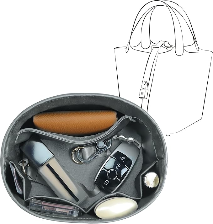 Silky Bag Insert Fit for Hermes Picotin 18/22, Silky Purse Organizer, Lightweight and Silk Touch (Fits PC22, Gris Meyer/Etain)