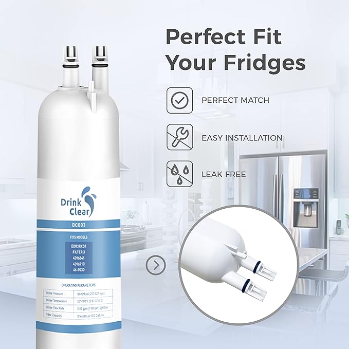 EDR3RXD1 Water Filter Replacement, Compatible with 4396841, Filter 3, 4396710, Kenmore 46-9083, 46-9030 Refrigerator Water Filter, 3 Packs