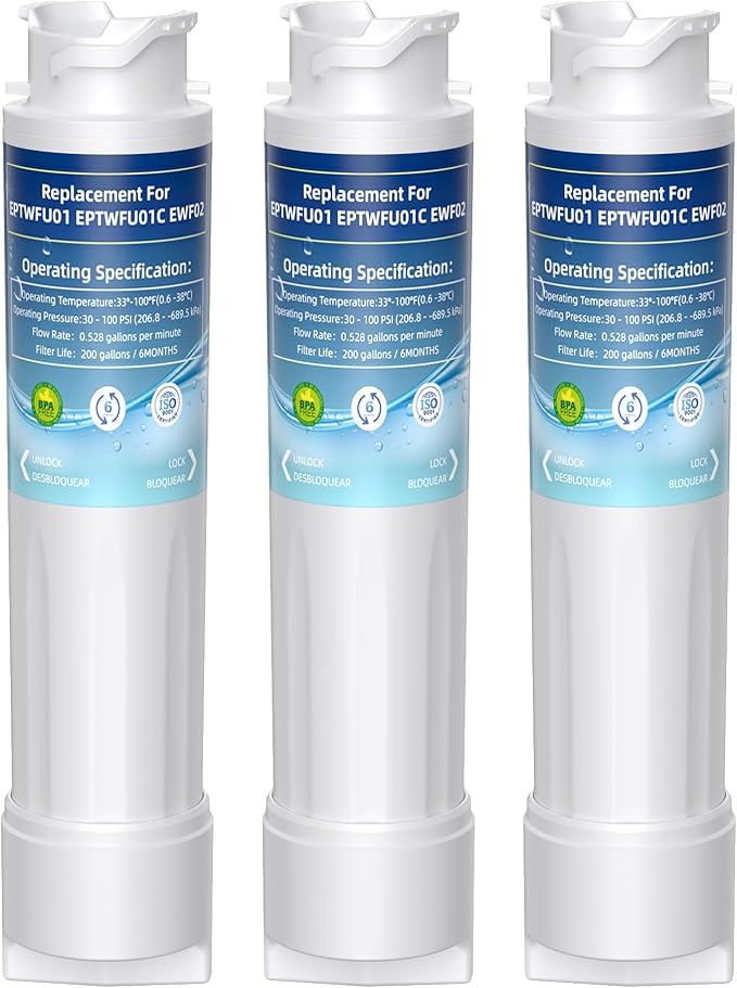 Water Filter Replacement for EPTWFU01,Water Filter Compatible with Frigi-daire EPTWFU01, EWF02, Pure Source Ultra II,Pack of 3