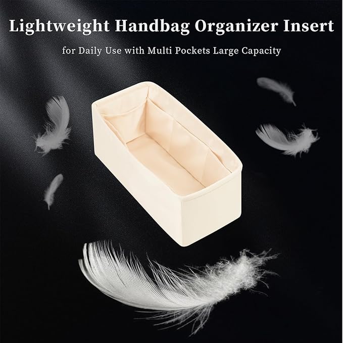 Lindy Bags Organizer Insert, Bag Storage with Silky Satins Material, Lightweight Inner Bag Compatible with Lindy 34 Bag Storage, Multiple Pockets Large Capacity (Craie, Lindy34)