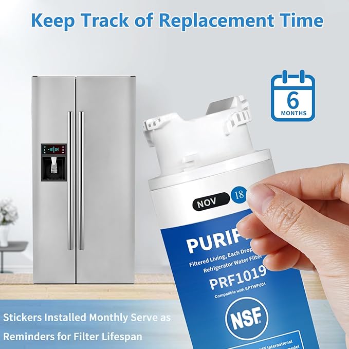 EPTWFU01 Refrigerator Water Filter Compatible with RWF5800A, EPTWFU01, EWF02, Pure Source Ultra II, Pure Source Ultra 2, 012505454226, 4562222, 6 Month / 300 Gallon，3 Pack