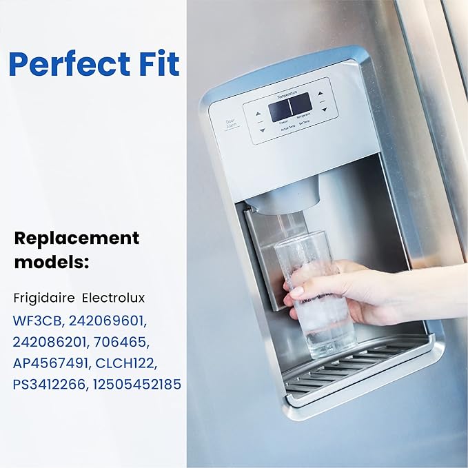 WF3CB Water Filter Replacement, HP006 Compatible with Frigidaire WF3CB, Pure Source 3, WF425, 706465, 242069601, 242086201, 242017800, Height 9 inches, 3 Count