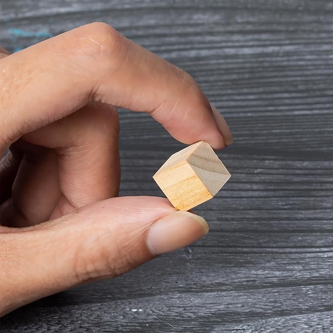 200 Pack Small Wood Cubes 0.5 Inch - Bulk Unfinished Wooden Squares for Mosaics, Architectural Modeling, Puzzle Making & Rustic Home Decor Projects