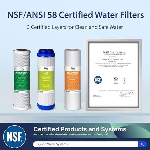 iSpring US31 Under Sink Water System, NSF Certified 3-Stage Water Filters, Reduces PFAS, Chloramine, Chlorine and More, Tankless Water Filter System with Faucet