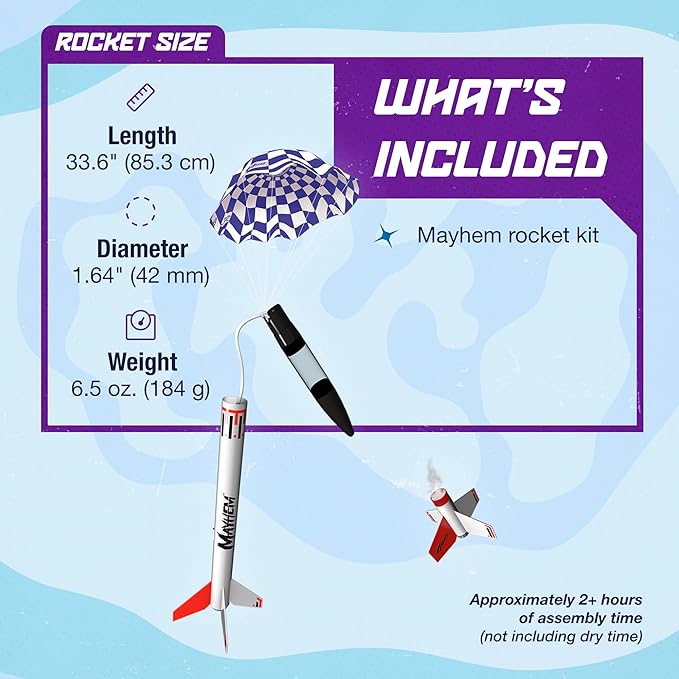 Estes 1320 Mayhem Model Rocket Kit, Advanced 2-Stage Flying-Rocket-Model Kit for Ages 10+