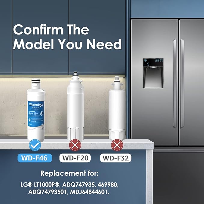 Waterdrop LT1000PC 6 Refrigerator Water Filter and 3 Air Filter, Replacement for LG® LT1000P®, LMXS28626S, LFXS26973S, LFXS26596S, LFXS28596S, ADQ74793501, ADQ74793502 and LT120F®