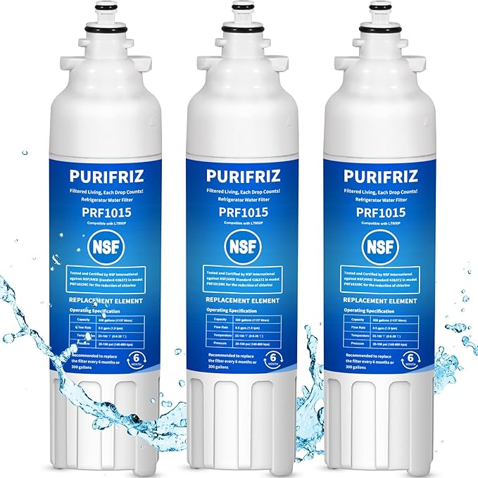 3 Pack ADQ73613401 Refrigerator Water Filter, Compatible with LG LT800P, LT800PC, ADQ736134, ADQ73613402, LSXS26326S, LSXS26366S, LMXS30776S, LSXS26366D, LMXC23746S, 46-9490, 469490, 6 Month