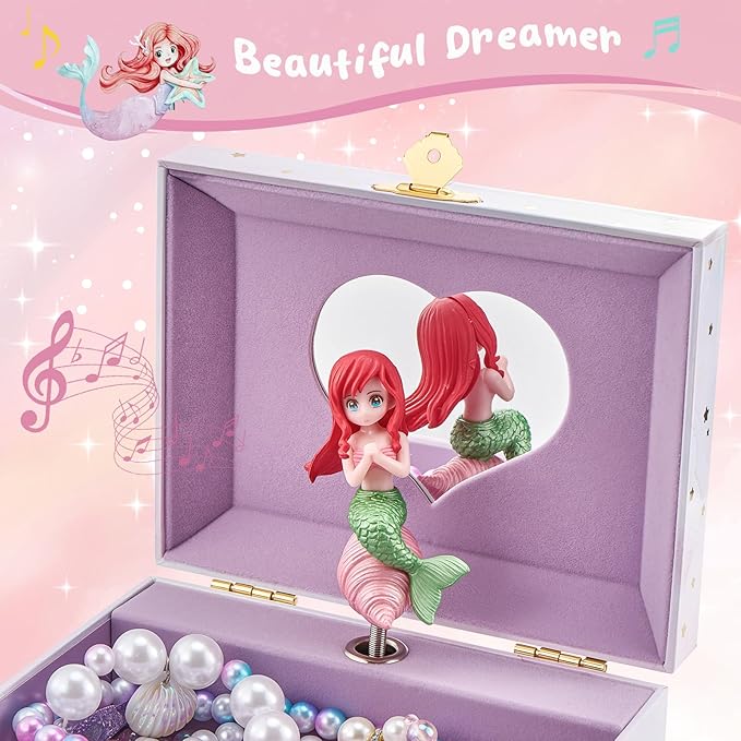 ProCase Mermaid Musical Jewelry Box with Jewelry for Girls Bundle with Small Digital Camera Case Compatible with KODAK PIXPRO FZ55/FZ45/C1 Zoom/CAMKORY/Lecran
