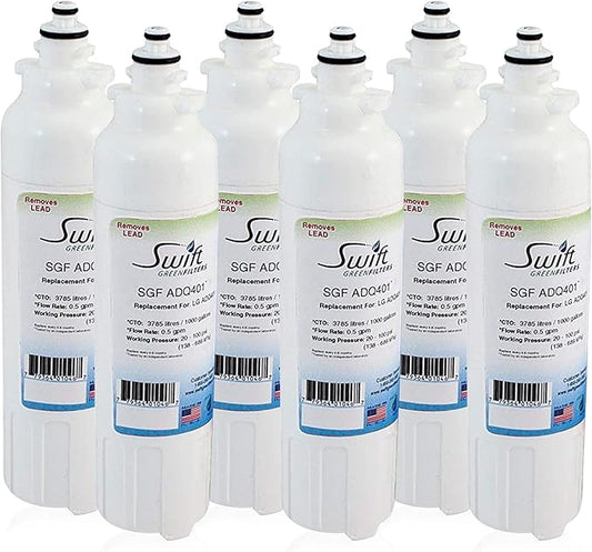 Swift Green Filters SGF-ADQ401 Compatible Refrigerator Water Filter for LG LT800P, ADQ73613401, Made in USA (6 Pack)