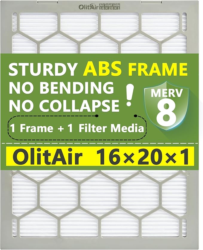 16x20x1 MERV 8 Air Filter,AC Furnace Air Filter,Reusable ABS Plastic Frame (Actual Size: 15 3/4" x 19 3/4" x 3/4")