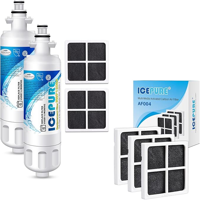 ICEPURE 46-9690 Replacement for LG LT700P ADQ36006101, 2PACK and ICEPURE AF004 Refrigerator Air Filter Replacement for LG LT120F, 3PACK