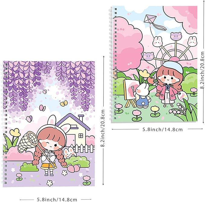 BO SHER 2 Sticker Collecting Albums, Activity Sticker Album 24X2 Sheets-A5 (8.3X5.7 Inches), Reusable Sticker Books for Collecting Stickers, Labels a5a