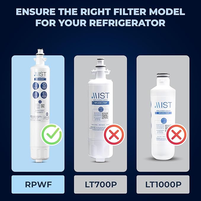 Mist RPWF Water Filter Replacement for GE RPWF (Not RPWFE), Refrigerator Water Filter compatible with RWF1063, RWF3600A, WSG-4, DWF-36, R-3600, MPF15350, OPFG3-RF300, BCF77, GE (3 Pack)