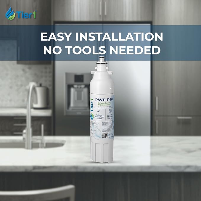 Tier1 RWF1160 ADQ73613401 Refrigerator Water Filter | Replacement for LG LT800P, 46-9490, fl-rf20 | Fridge Filter Lasts up to 6 Months | Easy Install | Odor Control | Enjoy Great Tasting Water & Ice