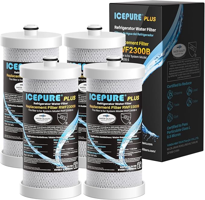 ICEPURE WF1CB Refrigerator Water Filter Replacement for Frigidaire PureSource WF1CB, WFCB, RG100, NGRG2000, WF284, Kenmore 9910, 469906, 469910, RWF2300B 4PACK