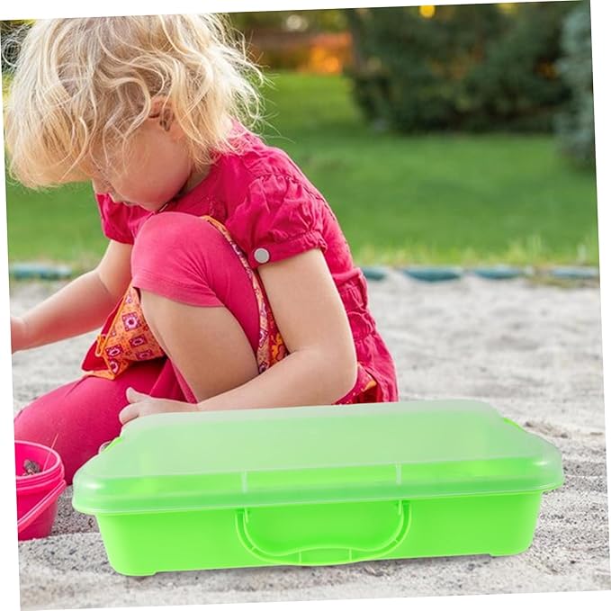 Yardwe Space Themed Portable Storage Container for Arts Crafts and Sand Light Green for Creative Play and Exploration