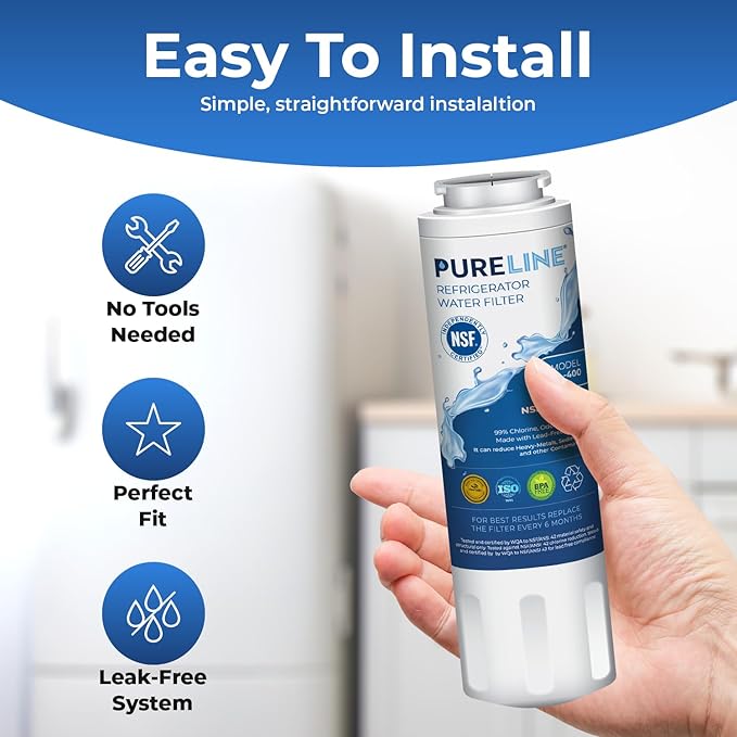 Pureline EDR4RXD1 Replacement for Everydrop Filter 4, UKF8001, UKF8001AXX-750, UKF8001AXX-200, Maytag UKF8001, Whirlpool EDR4RXD1, 4396395, Kenmore 9084, 9006, Puriclean II, (2 Pack)