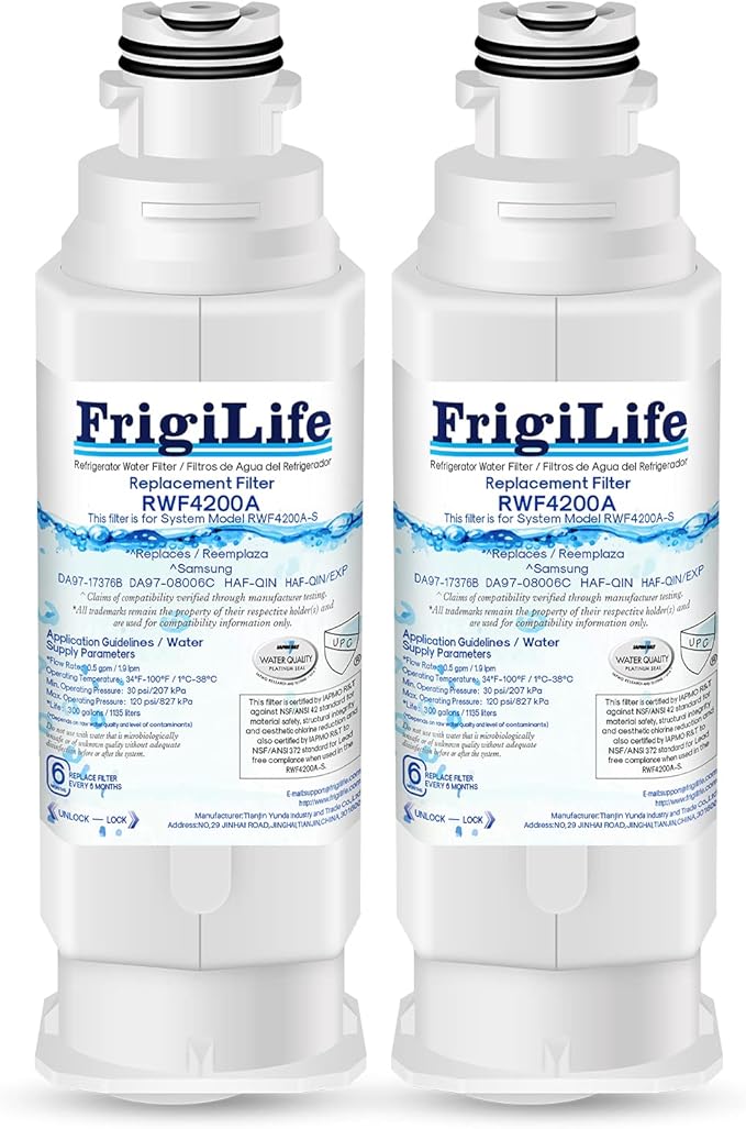 DA97-17376B Refrigerator Water Filter Replacement for Samsung HAF-QIN, HAF-QIN/EXP, DA97-08006C, RF23M8070SG, RF23M8070SR, RF23M8090SG, RF23M8090SR, RF23M8570SR, RF23M8590SG, 2PACK