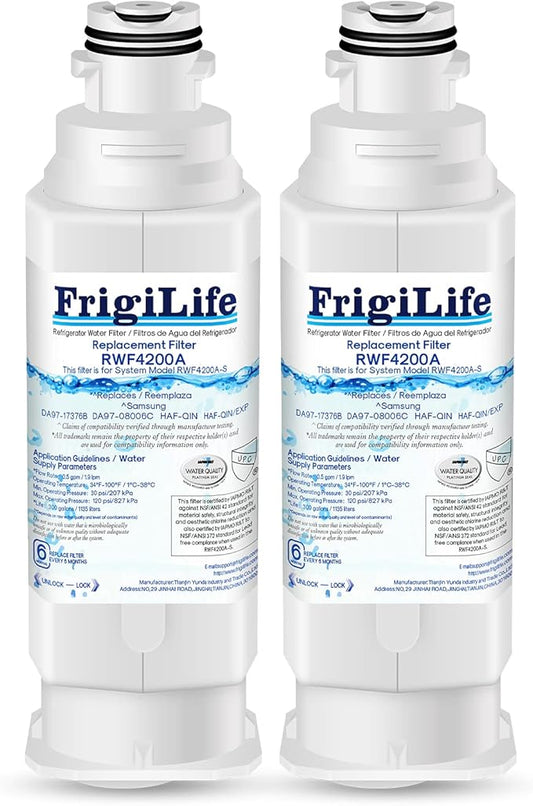 DA97-17376B Refrigerator Water Filter Replacement for Samsung HAF-QIN, HAF-QIN/EXP, DA97-08006C, RF23M8070SG, RF23M8070SR, RF23M8090SG, RF23M8090SR, RF23M8570SR, RF23M8590SG, 2PACK