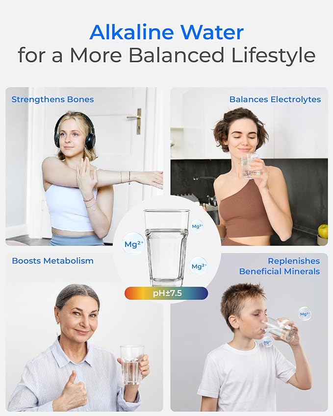 Waterdrop Alkaline Water Filter, Filter Replacement for Brita® Pitchers and Dispensers, 2 Months, Mineralized Alkaline Water, Increases Water PH, 3-pack