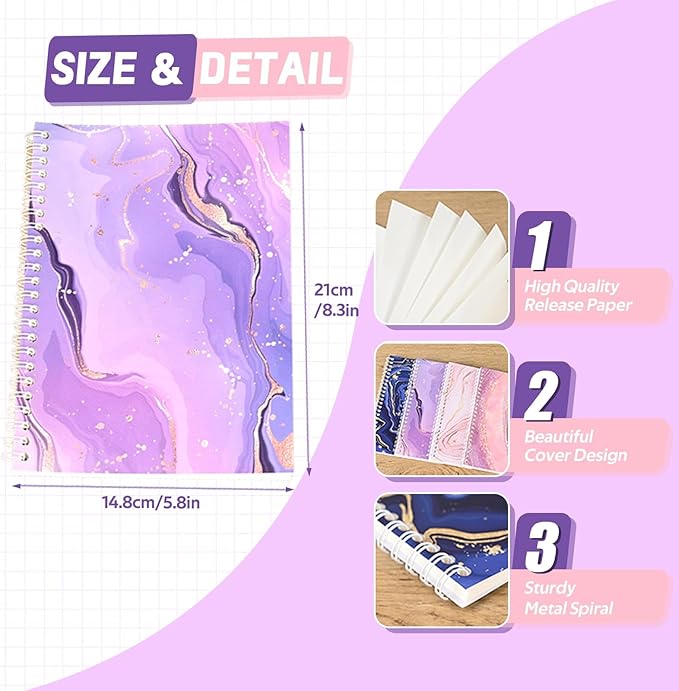 BetterJonny 2 Pcs Reusable Sticker Book Collecting Album Blank Sticker Storage Organizer Book A5 Size with 64 Sheets Release Paper for Collecting Stickers, Labels